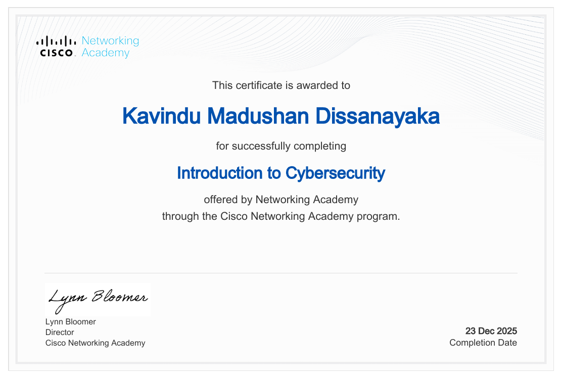 CISCO Cyber Security Certificate